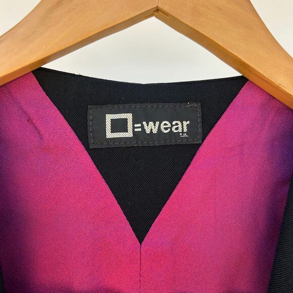 Vintage Q-Wear Wool Vest Red Cross 90s Black Embroidered Waistcoat 38 Size 8 - Picture 4 of 9